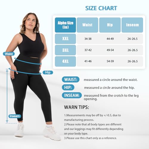 SINOPHANT Leggings Damen High Waist Große Größen, Sport Leggings Damen für Gym Outdoor XXL