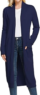 Essential Solid Open Front Maxi Long Knitted Cardigan Sweater for Women