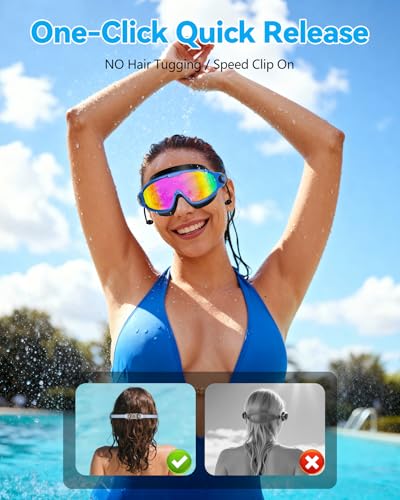 Image of Aegend New Adult Wide View Swim Goggles, Anti-Fog /UV No Leak Swimming Goggles with Ear Plugs for Men & Women