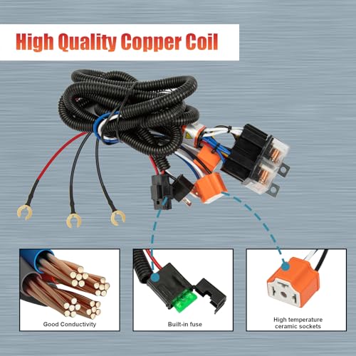 Ronybuy H4 9003 HEADLIGHT RELAY WIRING KIT Ceramic Socket Plugs For 7X6 5X7 H6054 6054 Headlights Conversion Kit thumb #2