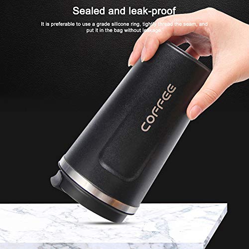 Heerda Taza de café, de acero inoxidable, para viajes, con tapa a prueba de fugas, térmica, con aislamiento de doble… - Imagen 4