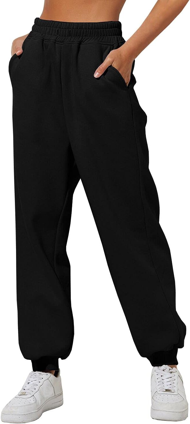 Sweatpants Women Baggy High Waisted Sweat Pants Fall Clothes Casual Joggers Y2k Aesthetic Warm Trousers with Pockets