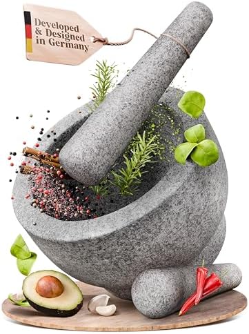 ChefSofi Mortar and Pestle Set (Gray, 5-Cups)