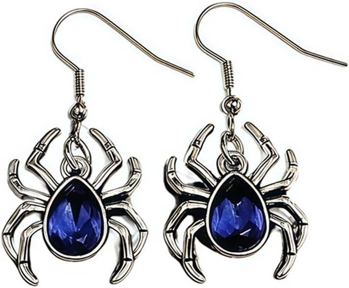 Gothic Spider Earrings for Women Vintage Red Black Purple Crystal Drop Dangle Earrings Punk Style Insect Earrings Halloween Horror Spider Jewelry