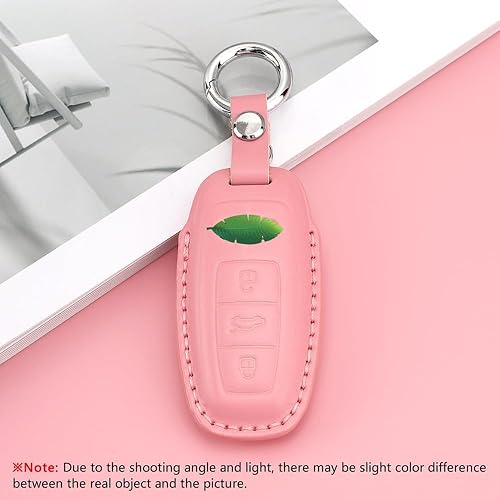 Miniatura 8 de PIFOOG Funda para llavero de cuero Audi con llavero rosa, 3 botones, funda protectora de llaves de coche, cubierta completa para A3 A6 A7 A8 E-Tron
