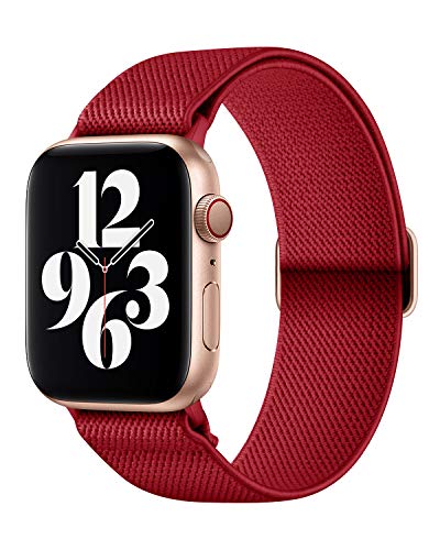 Image of AMANECER Stretchy Nylon Band Compatible with Apple Watch Series 11 /10 /9 /8 /7 /6 /5 /4 SE 3 /2 /1, Adjustable Braided Elastic Sport Loop Rugged Straps for iWatch Women Men (Viva Magenta Red, 38 /40 /41 /42MM)