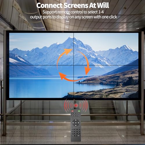Procesador de pared de video HDMI 2x2 4K con rotación de 180 grados y control remoto 4