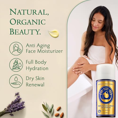 Ancient Greek Remedy Organic Face Moisturizer for Dry Skin - Anti Aging Face & Body Butter Cream - Almond, Jojoba, Olive, Rosehip, Vitamin E, Lavender Oil. Natural Lotion for Women & Men 3.4 oz - Image 3