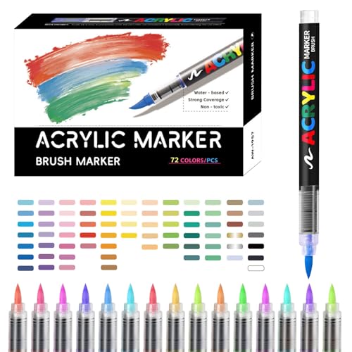 Marqueurs textiles et stylos peinture acrylique à pointe pinceau pour loisirs créatifs multi-surfaces