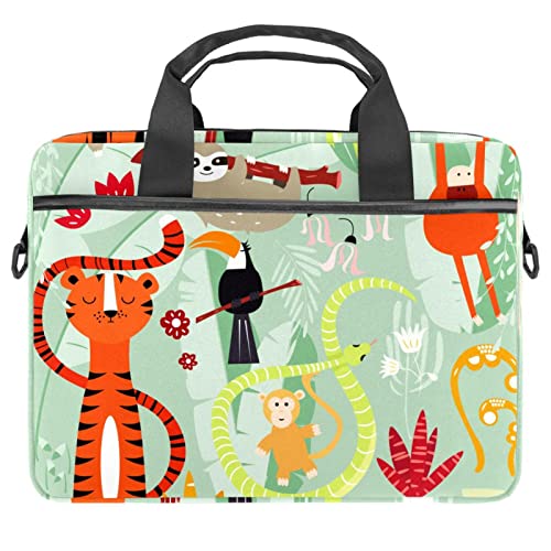 Sacoche pour ordinateur portable 13.3 pouces au motif animal vert et multicolore original