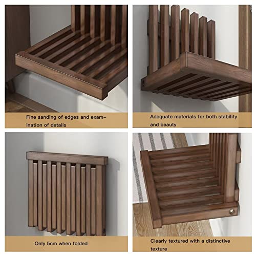 Tabouret d'entrée mural pliable en noyer pour optimiser l'espace - 8