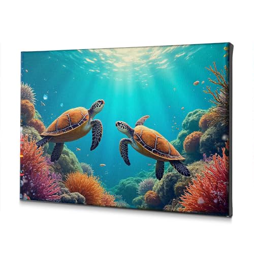 Toile Pâques tortue 40x60cm pour déco de salle de bain