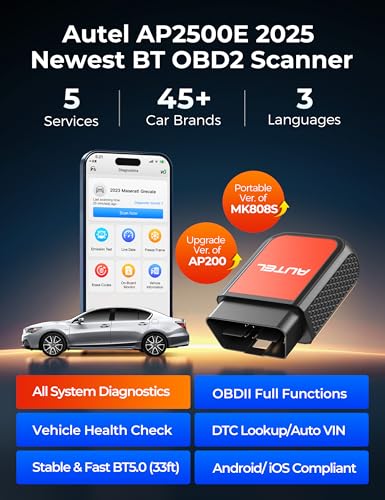 image for Autel AP2500E Bluetooth Code Reader OBD2 Scanner, Oil Reset, TPMS, EV 