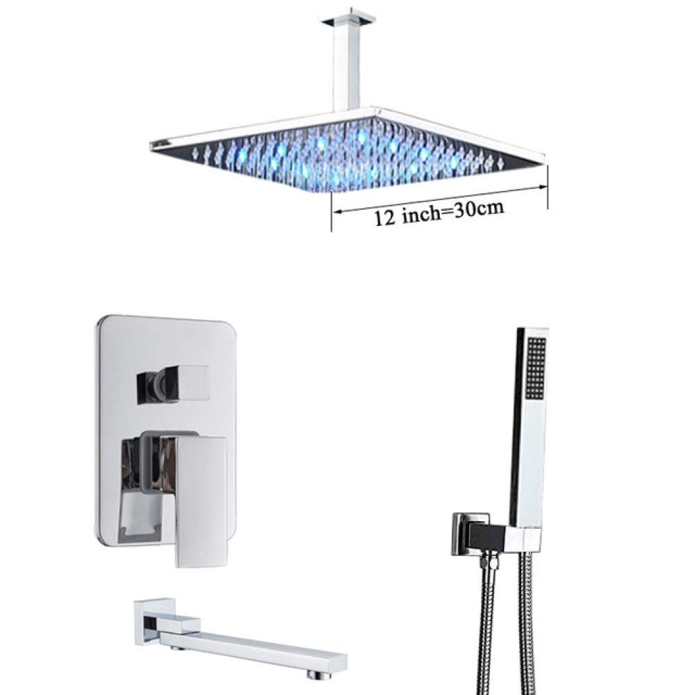 System Prysznicowy Bateria Łazienkowa Chromowana Bateria Prysznicowa Led Bateria Wannowa Montowana Na Suficie Bateria Prysznicowa Bateria Natryskowa Do Łazienki Zestaw P,12inch Shower Set a