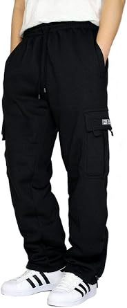DREAM USA Mens Heavyweight Fleece Cargo Sweatpants