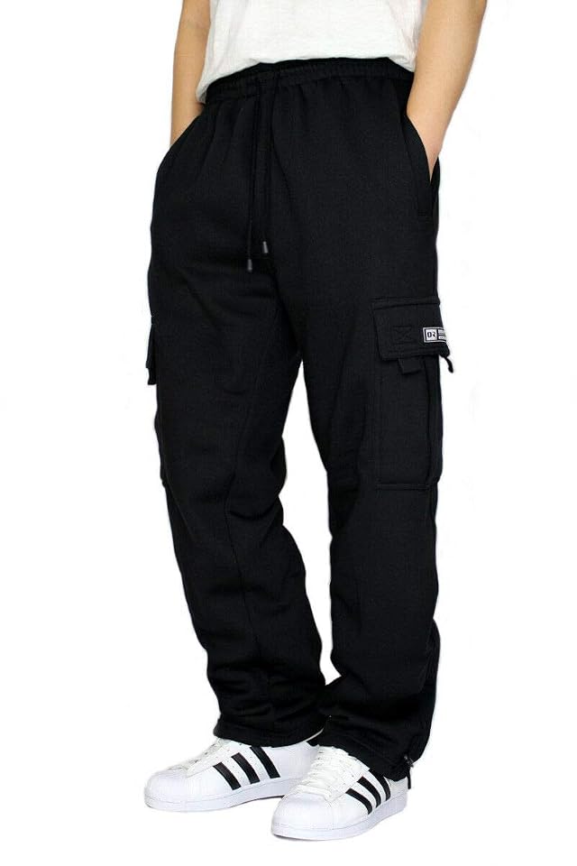 DREAM USA Mens Heavyweight Fleece Cargo Sweatpants