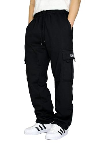 DREAM USA Men's Heavyweight Fleece Cargo Sweatpants - 4X-Large - Black