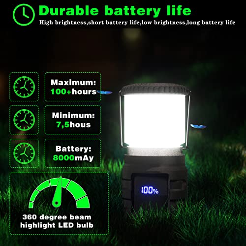 Athradies 8000Mah Camping Lantern Rechargeable Lanterns For Power Outage, 1000Lm, 4 Light Mode, Ip65 Waterproof, Led Camping Lantern For Emergency, Hurricane Supplies, Home, Black #TOP4