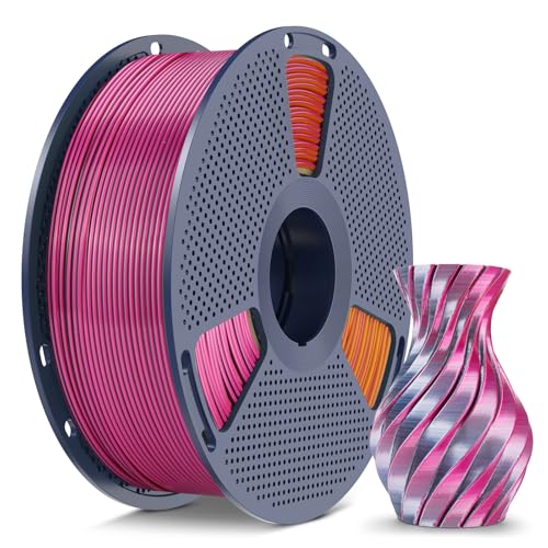 Image of SUNLU Silk PLA+ Filament 1.75mm, Chrome Like Gloss Finish, Smooth Silk Texture, Four Color Appearance from Different Angles, 1kg(2.2lbs) PLA Plus 3D Printer Filament, Black Grey Red Yellow