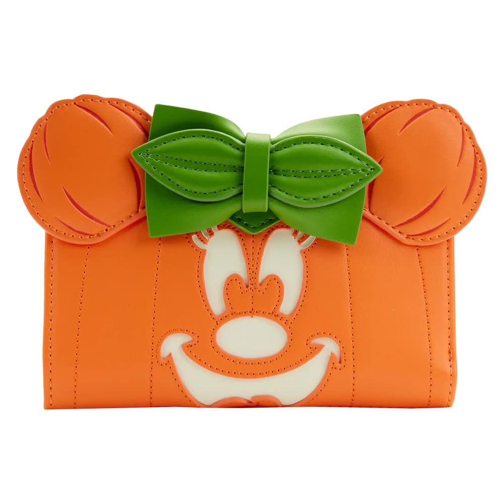 LoungeflyDisney Minnie Mouse Glow in the Dark Pumpkin Flap Wallet