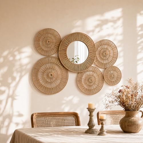 Wicker Wall Decor Baskets, 6 Packs Boho Wall Art - 20",18",16",14",12,10"