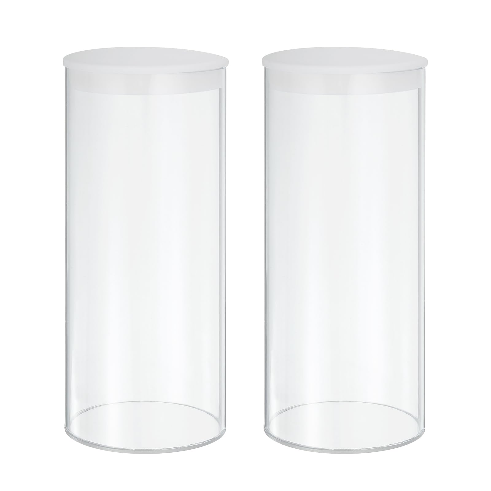 MECCANIXITY Transparent Plastic Storage Tubes, 3 9/16" x 8"(90x200mm) Polycarbonate Clear Rigid Round Storage Tubing with Black Lid, 2 Set