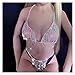 Luxury Shining Rhinestone Crystal Bra Thong Set Body Chain Fashion Sexy Women's Beach Party Bikini Set Gift(Gold thong)