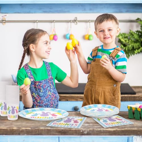 Vaisselle de Pâques jetable multicolore en lot de 125 pièces robustes pour buffet