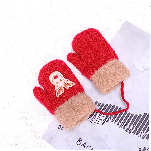 Girls' Winter Thermal Gloves Christmas Mittens Full Cover Elk Pattern Hand Warmth 2-5 Years Old 6