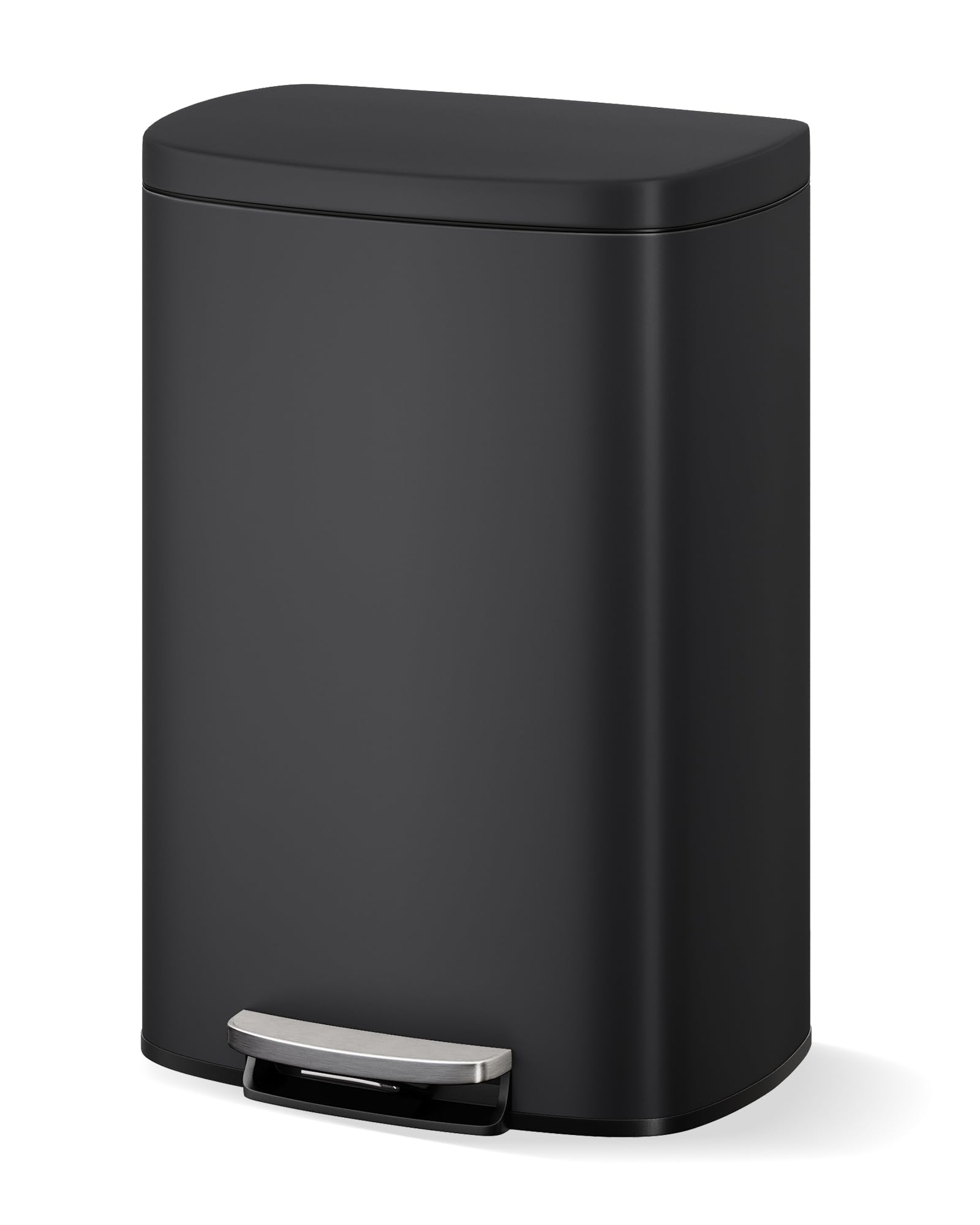 GarveeHome Black Step-On Kitchen Trash Can 50L, Stainless Steel Rubbish Bin with Soft Close Lid, Fingerprint Resistant, Easy Clean Removable Inner Bucket for Home Office (Black-1, 50L) — image 1