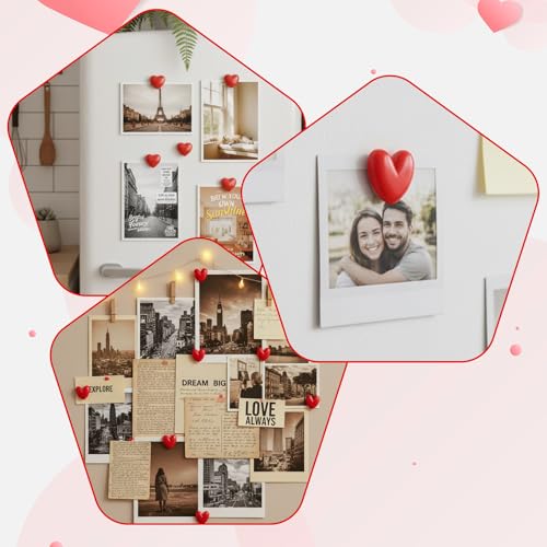 12 imanes decorativos corazón rojo para nevera miniatura 3