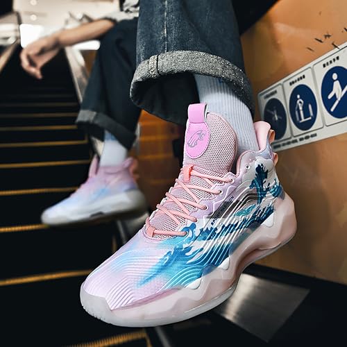 Image of Men's High-Top Basketball Shoes Anti-Slip and Wear-Resistant Soles Running Shoes Graffiti Design Fashionable Sports Shoes