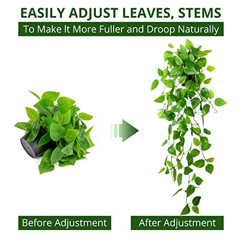 Loywree Small Fake Hanging Potted Plant, 37.7In Artificial Potted Plant Faux Ivy Vine Plant Hanging Plant Pothos For Shelf Home Office Indoor Outdoor Garden Greenery Decor (Black Pot) #TOP6