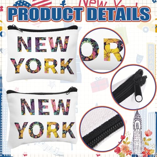 Image of Dansydaisy 32 Pcs New York Souvenirs New York Gifts USA Souvenirs Small Canvas Coin Purse Cute Change Purse Zipper Coin Pouch Mini Coin Bag Tiny Pouch for Women Traveler Birthday Gifts