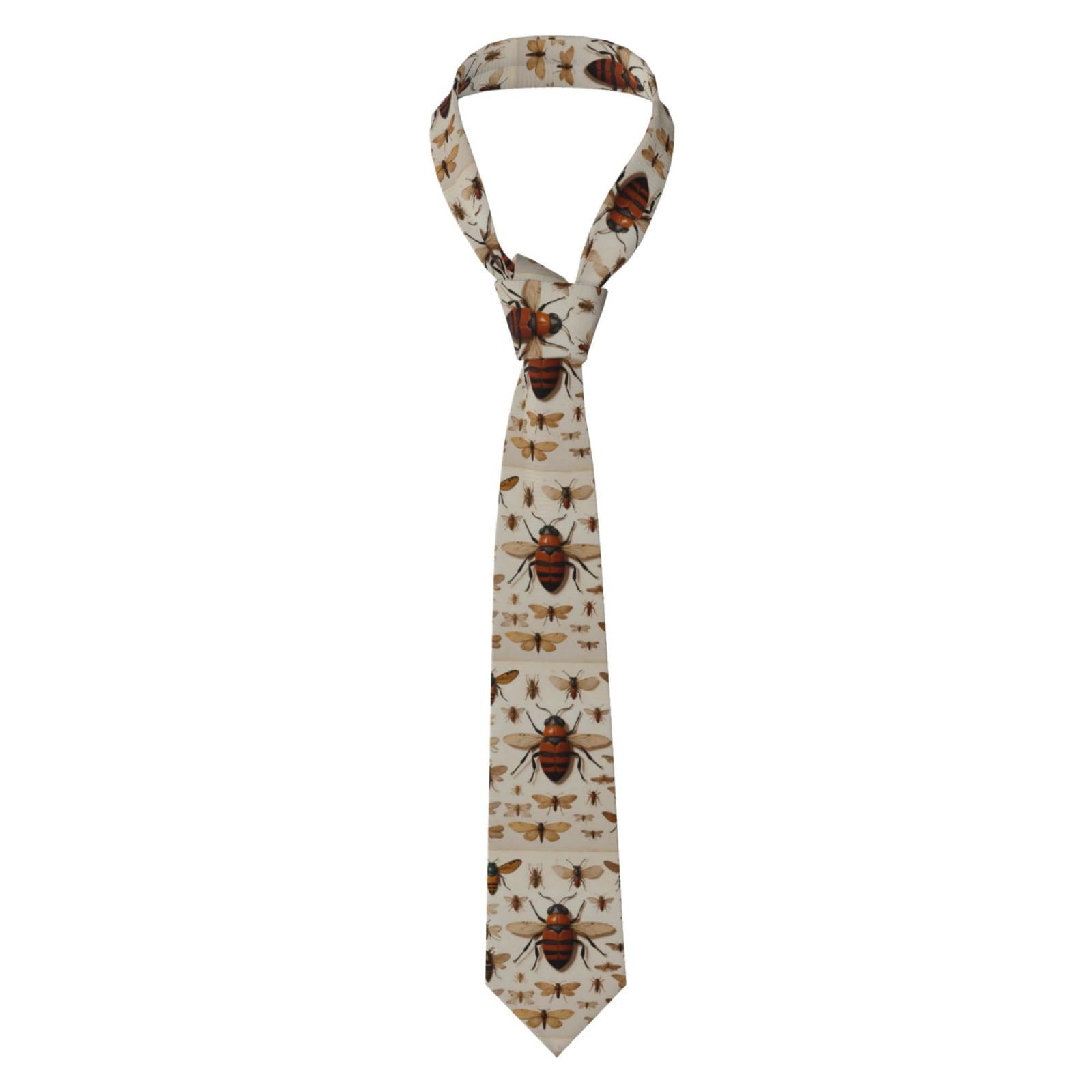 Yyhwhjde Men's Black Various Insects Prints Necktie - Premium Polyester Fiber Tie For Business, Daily Life, And Special Occasions