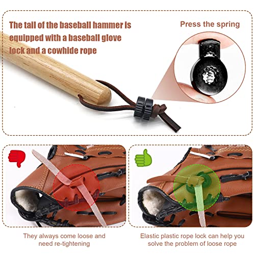 Baseball Glove Mallet, Shaping Hammer For Glove Break-In With 2Pcs Baseball Glove Lock, Real One Piece Solid Wooden Long Handle Softball & Baseball Mitts Shaper Tool For Youth Adult Catchers #TOP3