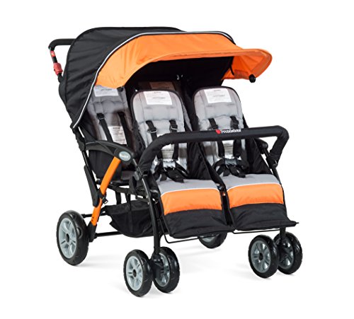 Foundations Quad Sport 4-Passenger Folding Stroller with Canopy, Orange