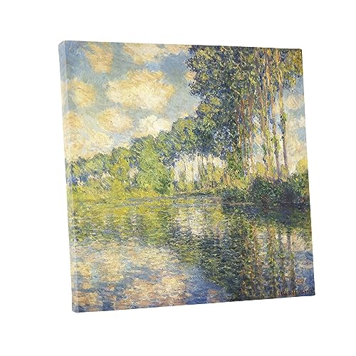 Niwo ART - Poplars on the Epte, by Claude Monet - Oil painting Reproductions - Giclee Canvas Prints Wall Art for Home Decor, Stretched and Framed Ready to Hang (24"x24"x3/4")