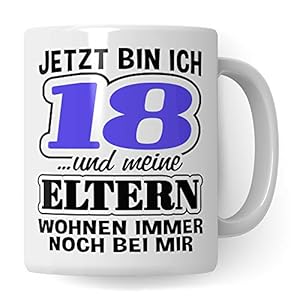 Pagma Druck Tasse 18. Geburtstag, Volljährig Geschenk Becher, 18 Jahre alt Geschenkidee, Kaffeetasse Junge Mädchen…