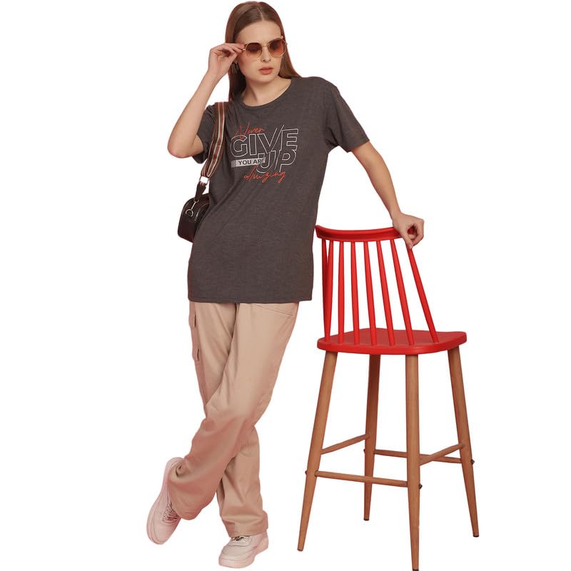 Image of Round Neck Cotton Printed Women Regular Fit Tshirt-P1950
