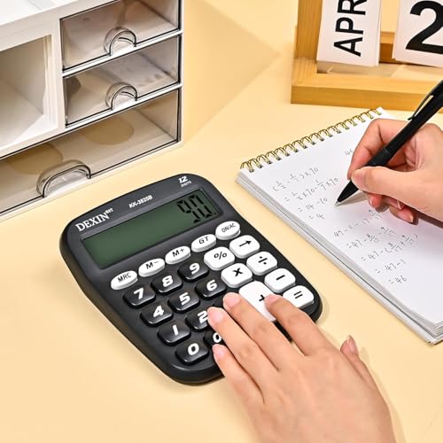 Image of Desktop Calculator with Big Easy-Press Buttons, 12 Digit Large Display Adding Machine for Office, Desk & Home Use, Black