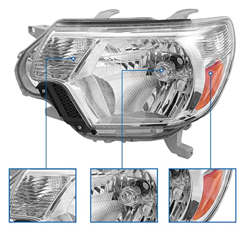 Telpo Anti-Fogging Headlight Assemblies Compatible With 2012-2015 Toyota Tacoma Left And Right Side (Chrome Housing Amber Reflector) #TOP5
