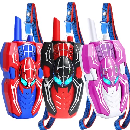 Walkie Talkies for Kids Long Range, Kids Walkie Talkies 3 Pack, Spider Toys for Boys 3-4 4-6 6-8 Outdoor Camping 2 Way Radio Toy, Birthday Toys for Ages 3-4 5-7 8-13 (3PCS)