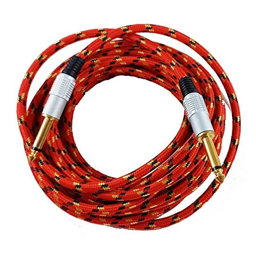 Cabo De Guitarra Mono Nylon P10 Para P10 Dourado 6.5mm 5 Metros Vermelho 8 1 067