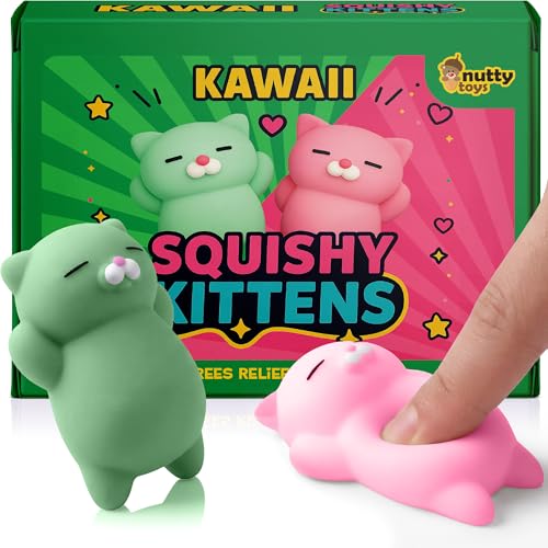 Image of Nutty Toys Squishy Cat Set - 2 inch Soft Silicone Kawaii Kitties, Top Stress Relief Toy 2026 Unique Gifts for Teens Kids Women Men Adults Best Teenage Girls Teen Boy Tween Christmas Stocking Stuffers Idea