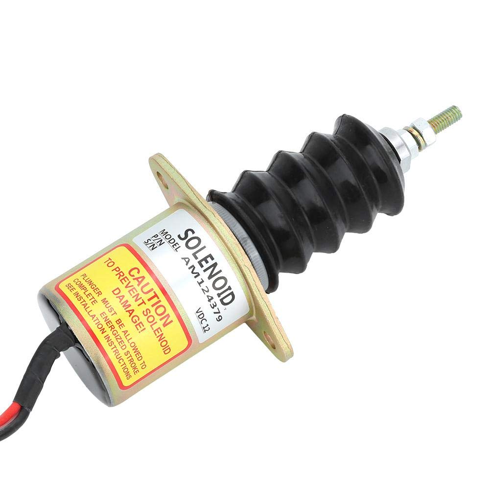 Solenoide di arresto diesel, elettrovalvola di arresto diesel 12 V, alloggiamento in acciaio Motore diesel Kit di sostituzione elettrovalvola di arresto, AM124379 Solenoide di arresto carburante