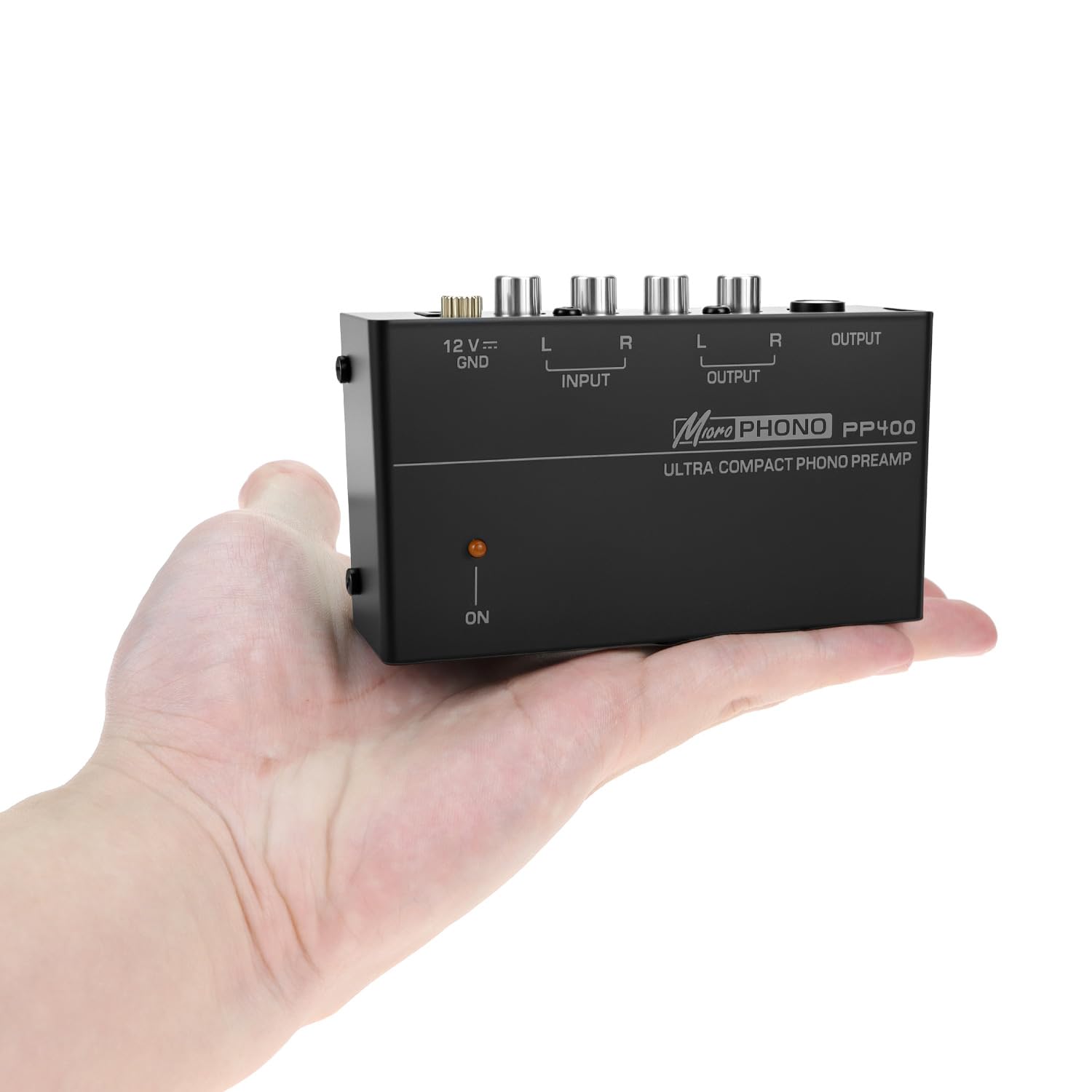 QWORK Preamplificatore phono stereo DC 12V uscita RCA 6.35