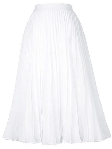 GRACE KARIN Women High Elastic Waist Pleated Chiffon Skirt Midi