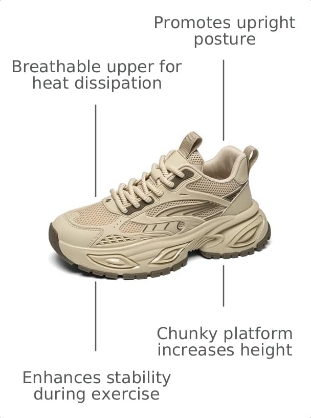 Image of Stylish and Durable Casual Mesh Walking Shoes for Men Chunky Platform Sneakers with Breathable Lace - Up Dad Style Footwear Ideal for Work Workout and Everyday Use