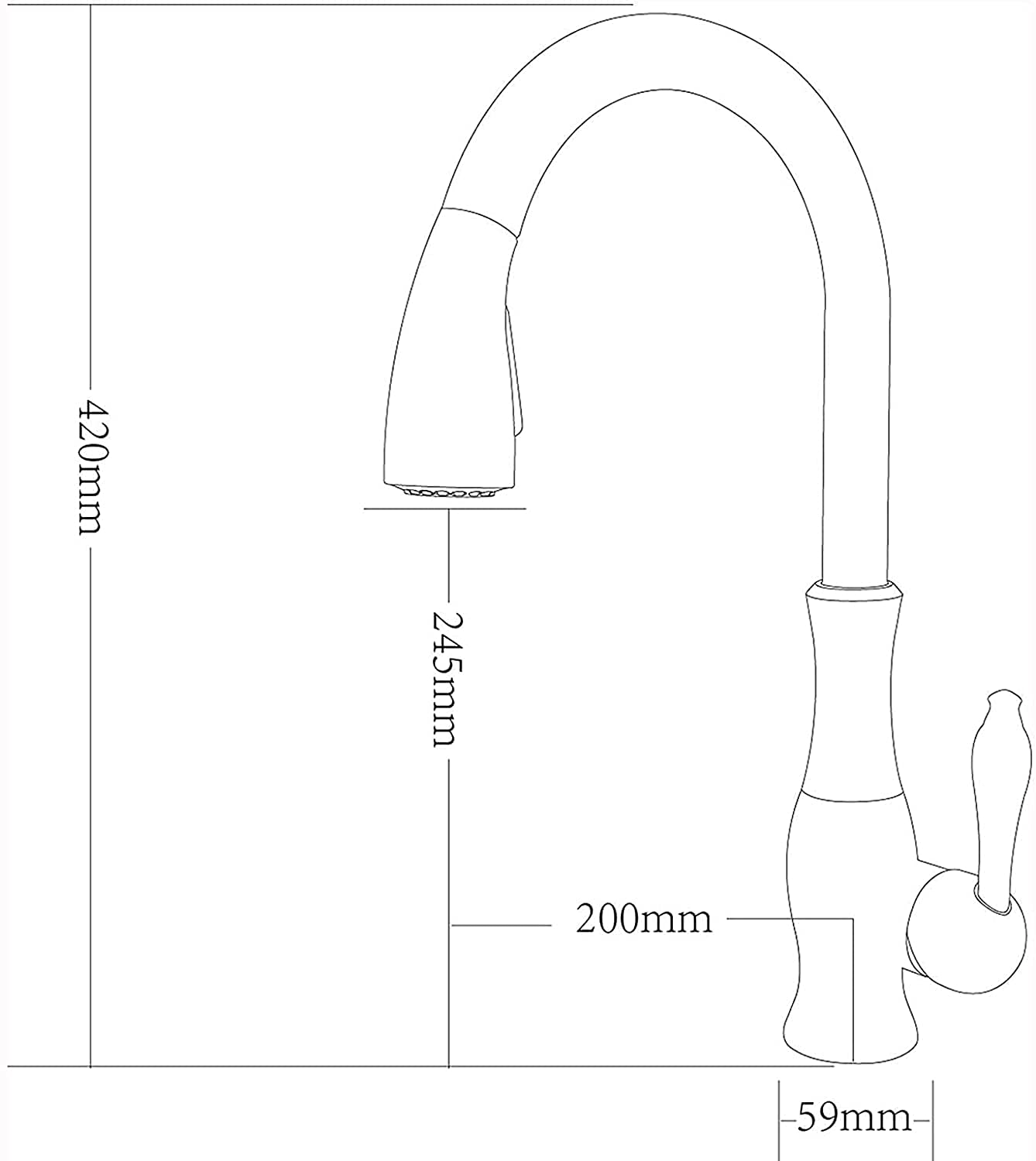 Grifo de cocina Grifo de cocina de latón Dos funciones Grifo mezclador de cocina Grifos de fregadero extraíbles Puede girar 360 grados Adecuado para cocina, Bronce negro